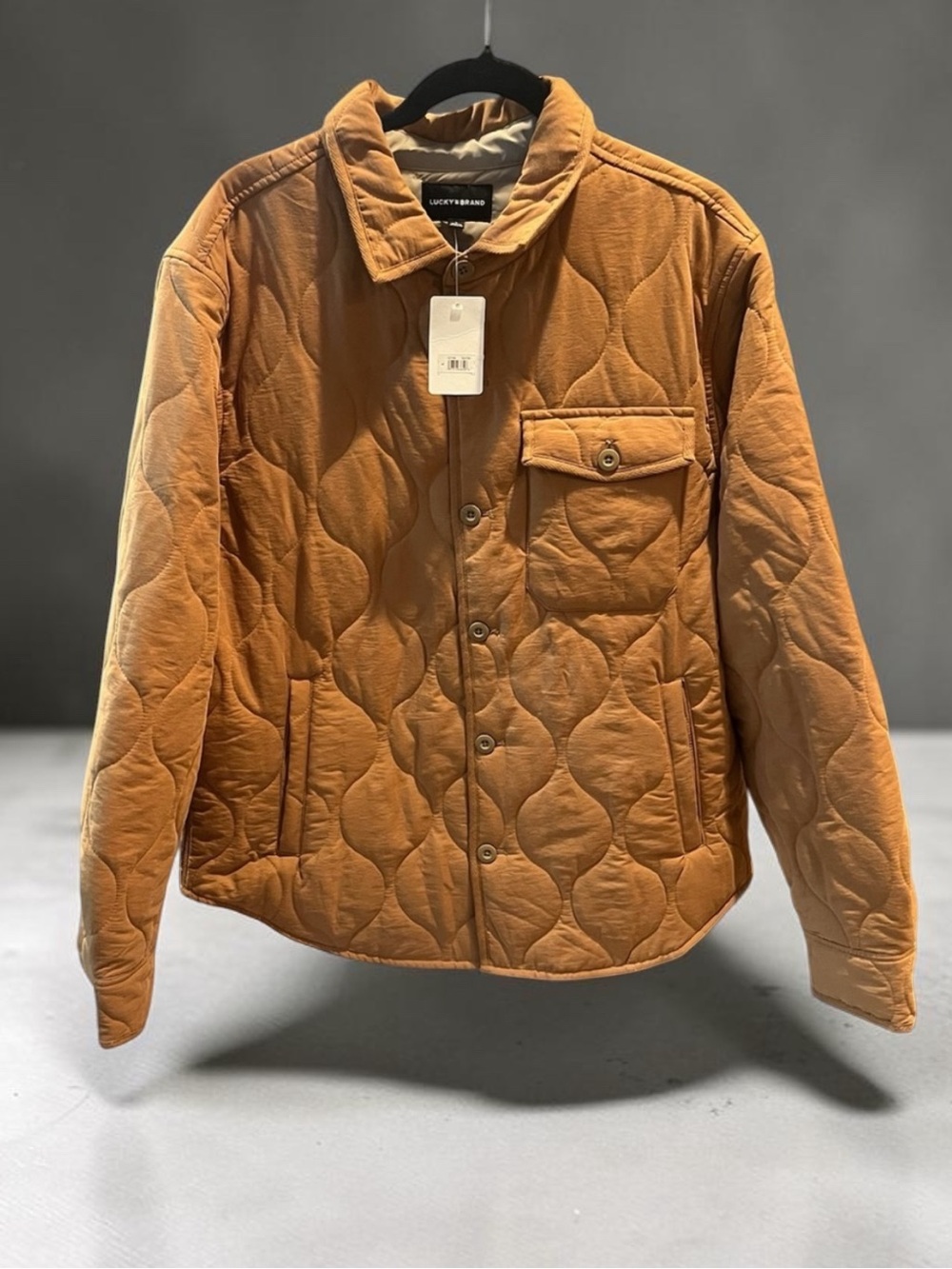 Lucky Brand Men’s L Camel Quilted Shirt Jacket NWT Cotton Blend